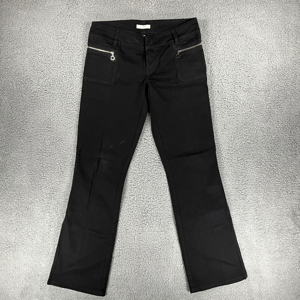 JLO Jennifer Lopez Black Low Rise Flare Jeans Pants Zip Pockets Size 7 Y2K Muzik